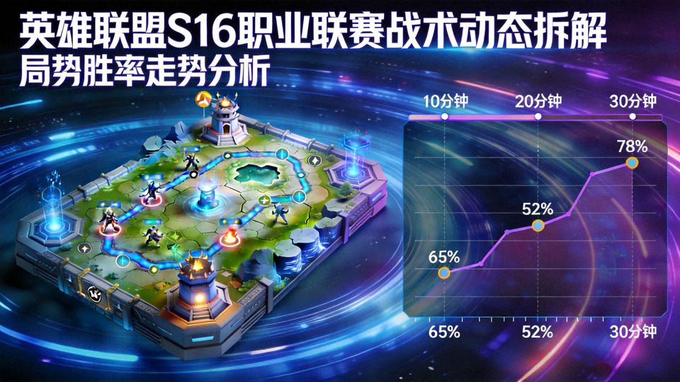 英雄联盟S16职业联赛战术动态拆解沙盘与局势胜率走势画面